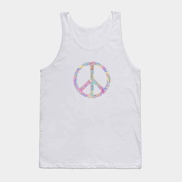 Peace Symbol Silhouette Shape Text Word Cloud Tank Top by Cubebox